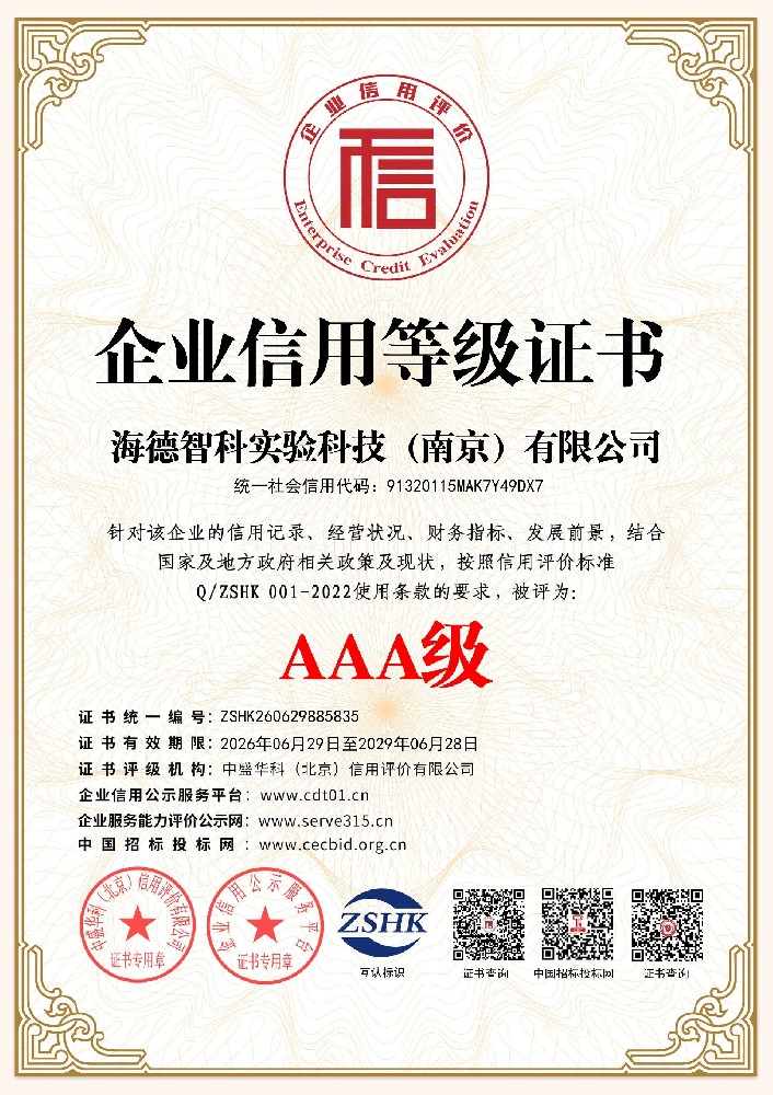 企业信用等级证书